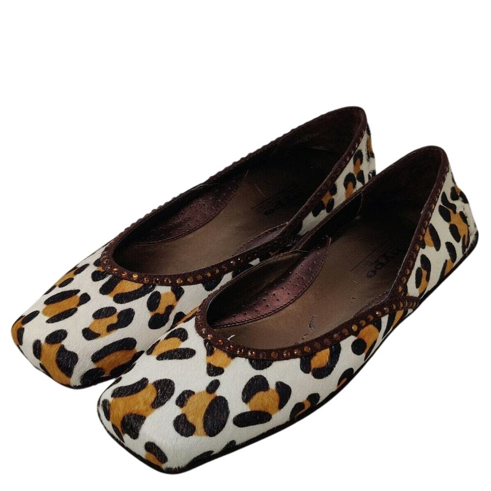Vintage Y2K white leopard Print Rhinestone Flats Sz 9.5 - Picture 3 of 8
